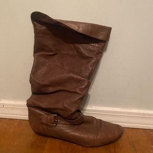 Brown leather boots